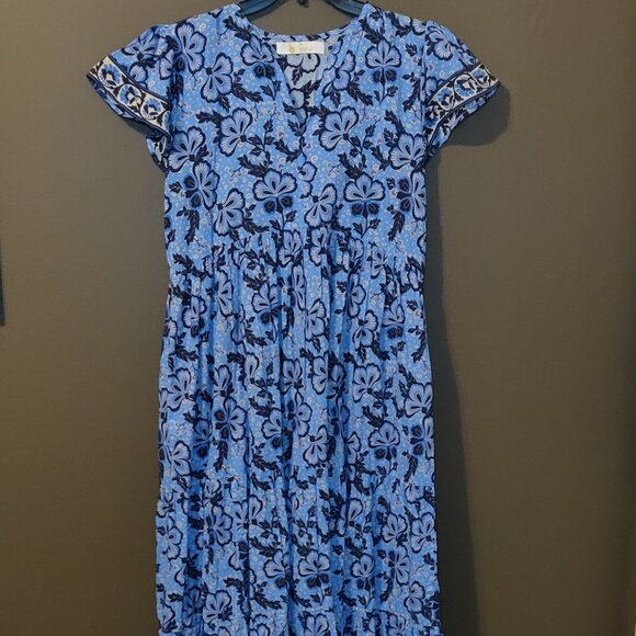 Bindu Blue Floral Maxi Dress SIZE XS - Picture 4 of 8